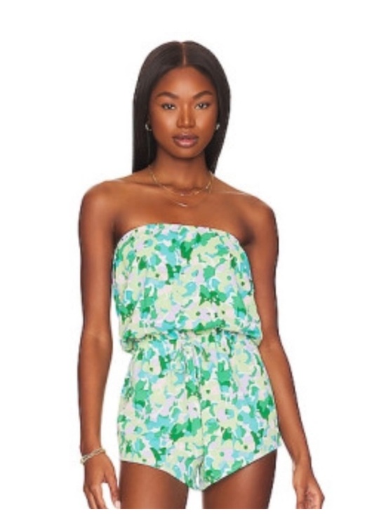 More To Come Pants - More To Come Sophia Green Strapless Floral Romper